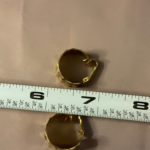 Gold tone hoop clip on earrings - Picture 2 of 5